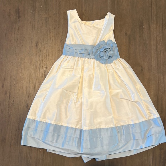 New Girls Luli & Me Ivory and Wedgewood Blue Raw Silk Dress
